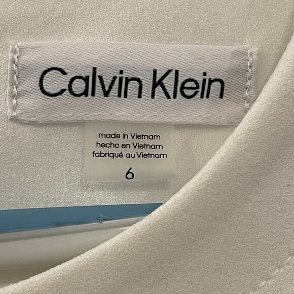 NWT Calvin Klein Crew Neck Scuba Fit&Flare White Sleeveless Dr… - Picture 11 of 13